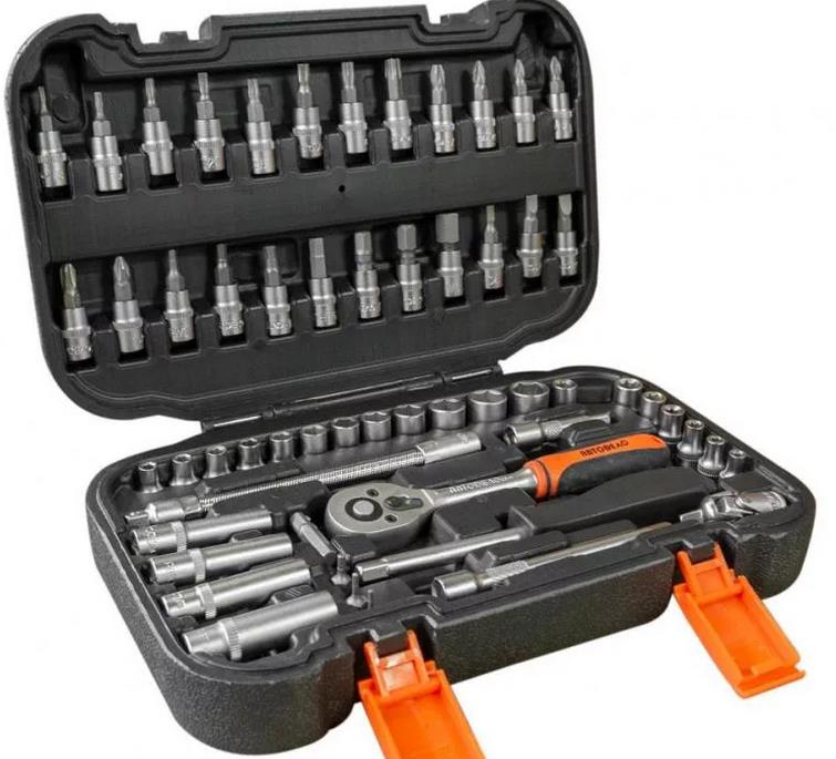 Набор головок 1/4 6-и гр. с трещеткой 57пр. в кейсе АвтоDело 39927