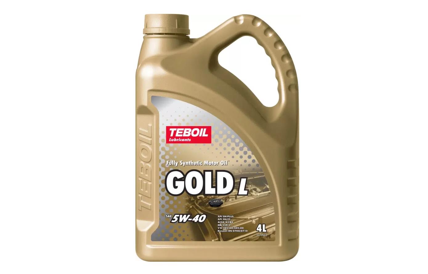 Масло моторное TEBOIL 5W40 Gold L API SN/CF ACEA A3/B4 4л син 3472662