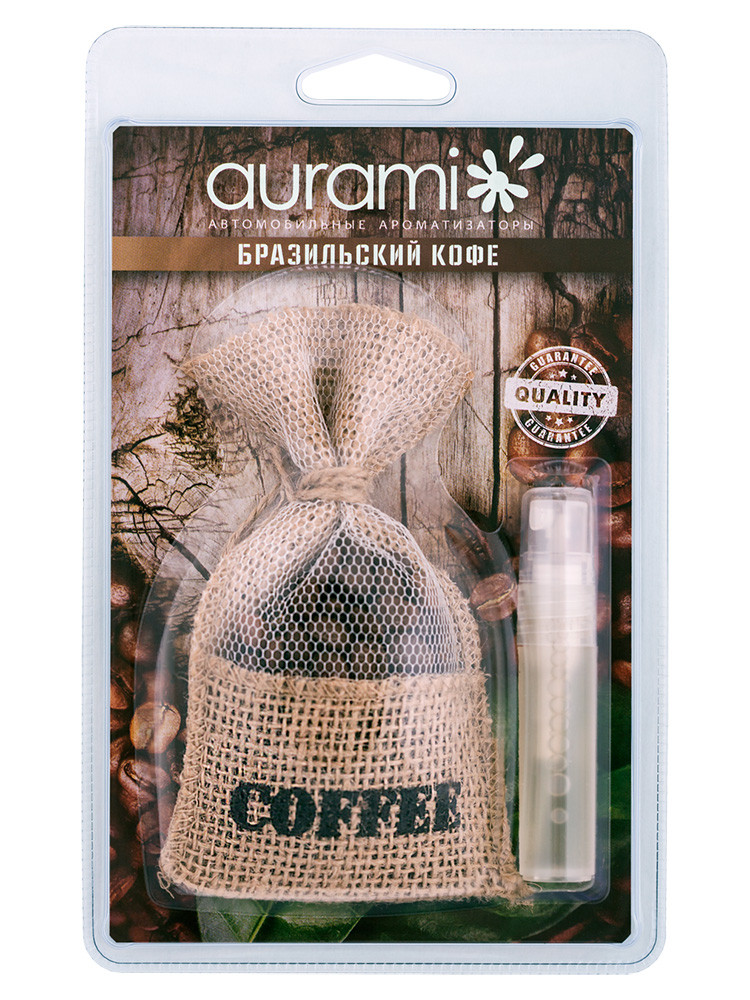 Ароматизатор воздуха "AURAMI" Мешочек кофе со спреем (5мл) Бразильский кофе
